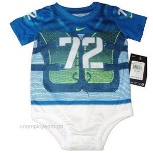 Nike Football Pads 72 Blue Bodysuit One Piece Athletic Boys Romper Creeper
